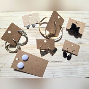 Assorted Earrings Set in Silver, Gold, and Black Vintage And Modern